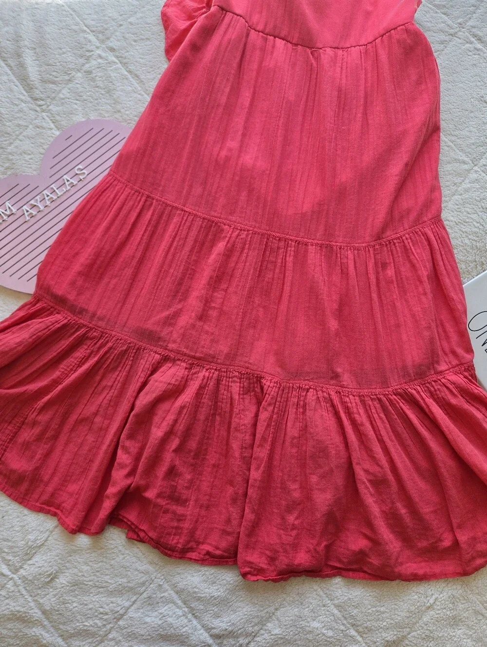 ZARA Kids Girl Off-Shoulder Ruffle Maxi Dress in Bright Pink Size 9/10